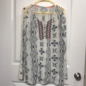 Western print tunic top
